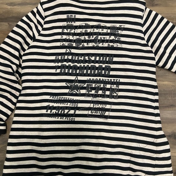 Black and White Mickey Mouse Striped Zip Up Hoodie - Picture 5 of 5